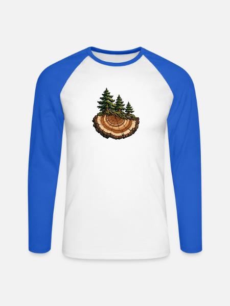 Baumringe werden zum Wald - Unisex Baseballshirt langarm - Weiß/Royalblau