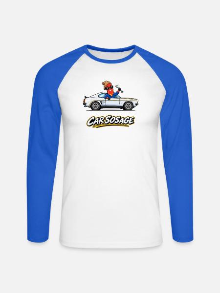 Auto SOS Sosage Wurst Rs3100 - Unisex Baseballshirt langarm - Weiß/Royalblau
