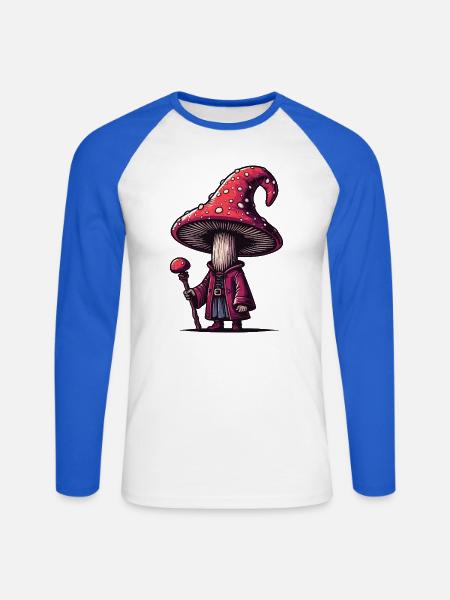 Pilz Abenteurer - Unisex Baseballshirt langarm - Weiß/Royalblau
