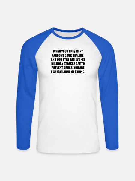 PRESIDENT PARDON - Unisex Baseballshirt langarm - Weiß/Royalblau