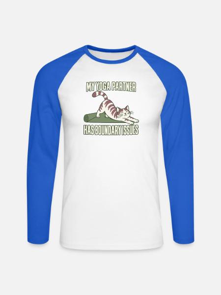 Yoga-katzenliebhaber Katze Mama - Unisex Baseballshirt langarm - Weiß/Royalblau