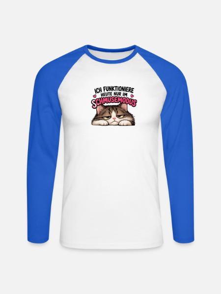 Ich funktioniere nur im Schmusemodus - Unisex Baseballshirt langarm - Weiß/Royalblau