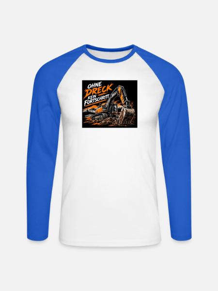 Fortschritt durch Schmutz - Unisex Baseballshirt langarm - Weiß/Royalblau