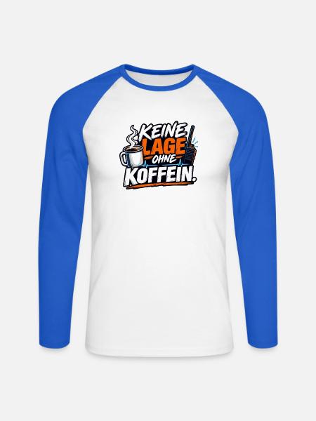 Keine Lage Ohne Koffein - Unisex Baseballshirt langarm - Weiß/Royalblau