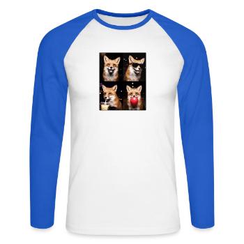 Füchse Fuchs - Unisex Baseballshirt langarm - Weiß/Royalblau - Vorne - Nik (191cm)