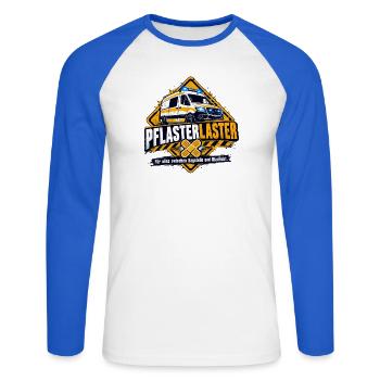 Pflaster Laster Blaulicht Humor - Unisex Baseballshirt langarm - Weiß/Royalblau - Vorne - Nik (191cm)