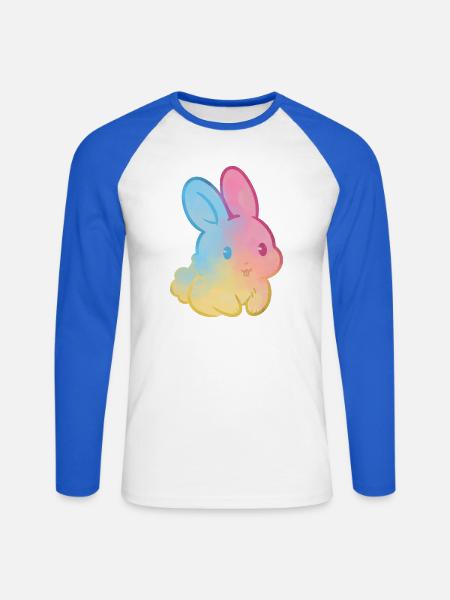 Pastell-Regenbogenhase - Unisex Baseballshirt langarm - Weiß/Royalblau
