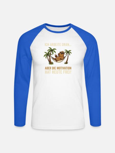 Capybara Entspannt lustiger Spruch - Unisex Baseballshirt langarm - Weiß/Royalblau