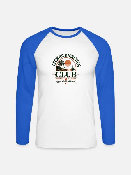 Tropischer Retro Club Tee - Unisex Baseballshirt langarm - Weiß/Royalblau