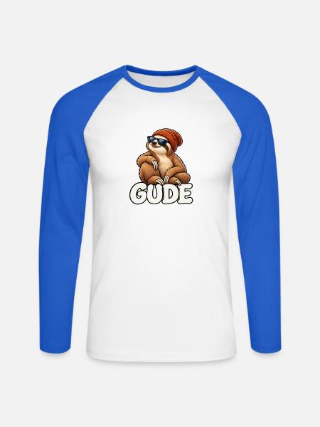 Chilliges Faultier mit Mütze - Unisex Baseballshirt langarm - Weiß/Royalblau