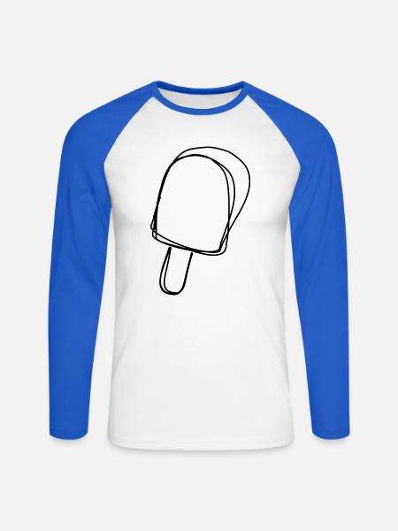 Stieleis handgezeichnet - Unisex Baseballshirt langarm - Weiß/Royalblau