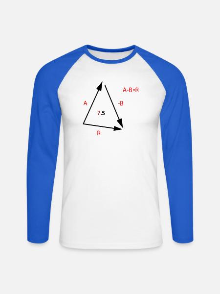 Algebraische Gleichung Typo Rot - Unisex Baseballshirt langarm - Weiß/Royalblau