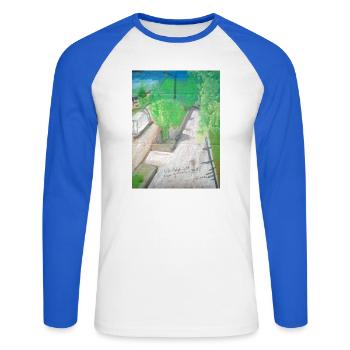 Sorrecalt-Gasse - Unisex Baseballshirt langarm - Weiß/Royalblau - Vorne - Nik (191cm)