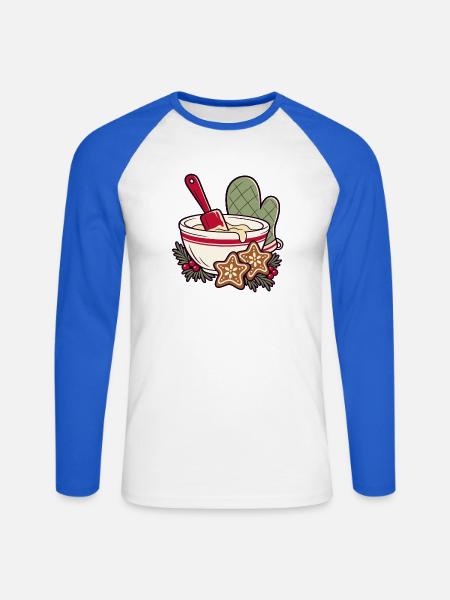 Kekszeit im Schüssel-Design - Unisex Baseballshirt langarm - Weiß/Royalblau
