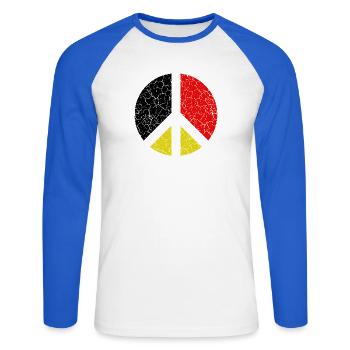 Germany Deutschland  - Unisex Baseballshirt langarm - Weiß/Royalblau - Vorne - Nik (191cm)