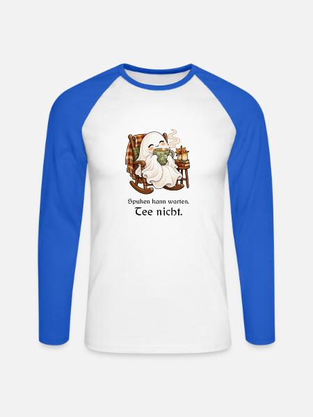 Kleine Teepause für große Geiste - Unisex Baseballshirt langarm - Weiß/Royalblau