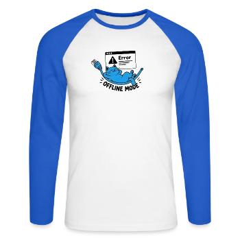 Offline-Modus / Trennung - Unisex Baseballshirt langarm - Weiß/Royalblau - Vorne - Nik (191cm)