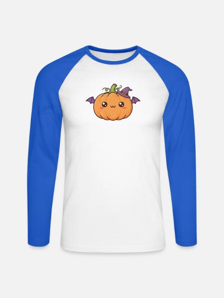 Halloween Kürbis - Unisex Baseballshirt langarm - Weiß/Royalblau