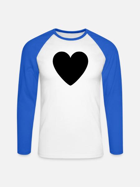 Schwarzes Herz - Unisex Baseballshirt langarm - Weiß/Royalblau