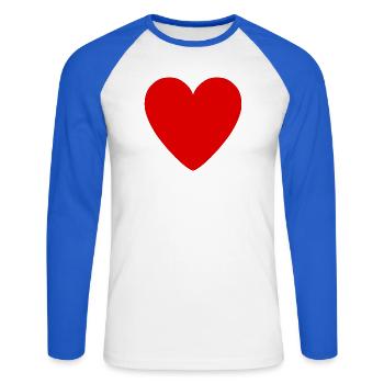 Crimson Heart Emblem - Unisex Baseballshirt langarm - Weiß/Royalblau - Vorne - Nik (191cm)