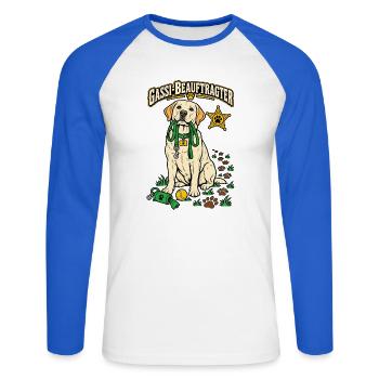 Gassi-Beauftragter - Unisex Baseballshirt langarm - Weiß/Royalblau - Vorne - Nik (191cm)