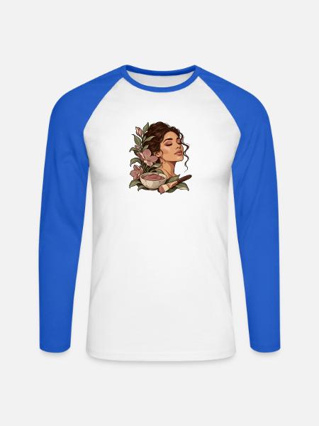 Botanisches Gesichtsritual - Unisex Baseballshirt langarm - Weiß/Royalblau