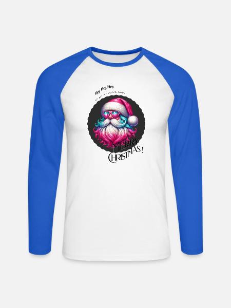 Weihnachtsmann - Fröhliche Weihnachten - Design - Unisex Baseballshirt langarm - Weiß/Royalblau