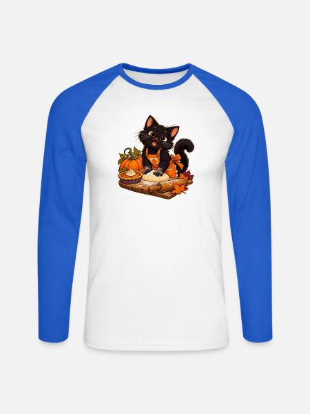 Kürbiskatzenbäcker - Unisex Baseballshirt langarm - Weiß/Royalblau