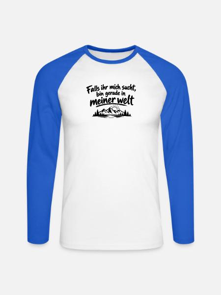 Falls ihr mich sucht - Unisex Baseballshirt langarm - Weiß/Royalblau