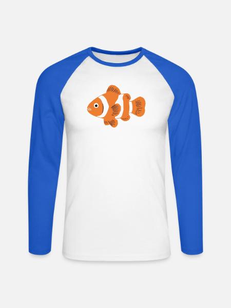 Clownfisch_orange_Aquarium_Geschenk - Unisex Baseballshirt langarm - Weiß/Royalblau