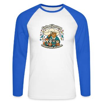 Chef Chefin Geschenk Gute Führung Team - Unisex Baseballshirt langarm - Weiß/Royalblau - Vorne - Nik (191cm)