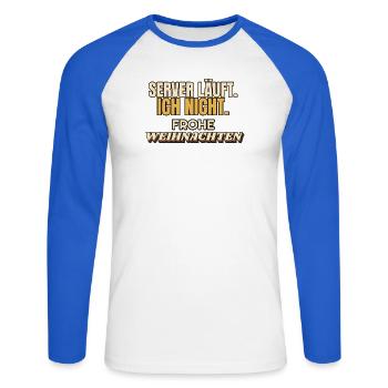 Server läuft. Ich nicht. Frohe Weihnachten - IT - Unisex Baseballshirt langarm - Weiß/Royalblau - Vorne - Nik (191cm)