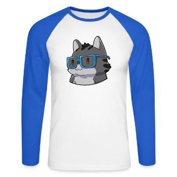  Mathe Katze Nerd - Unisex Baseballshirt langarm - Weiß/Royalblau - Vorne - Nik (191cm)