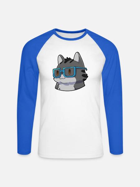 Mathe Katze Nerd - Unisex Baseballshirt langarm - Weiß/Royalblau
