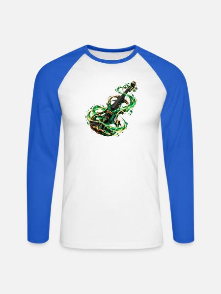 Smaragdgrüne Arkane Violine - Unisex Baseballshirt langarm - Weiß/Royalblau