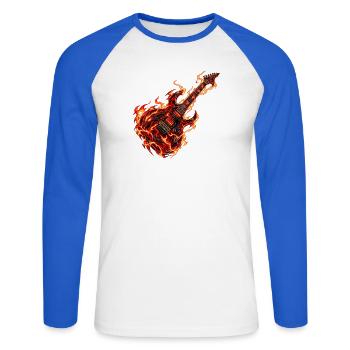 Inferno Dragon Gitarre - Unisex Baseballshirt langarm - Weiß/Royalblau - Vorne - Nik (191cm)