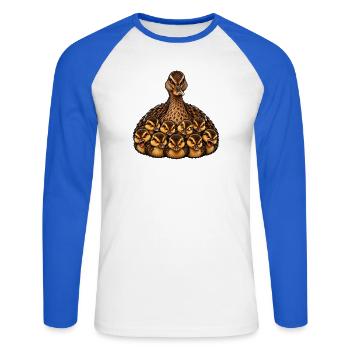 Weibliche Stockente und Küken - Unisex Baseballshirt langarm - Weiß/Royalblau - Vorne - Nik (191cm)