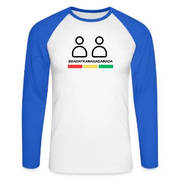 Bruder - Unisex Baseballshirt langarm - Weiß/Royalblau - Vorne - Nik (191cm)