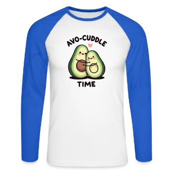 Avo-Kuschelzeit - Unisex Baseballshirt langarm - Weiß/Royalblau - Vorne - Nik (191cm)