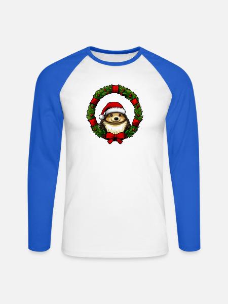 Igel Christmas - Unisex Baseballshirt langarm - Weiß/Royalblau