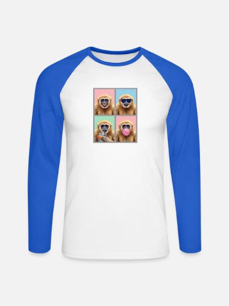 Gibbons Gibbon - Unisex Baseballshirt langarm - Weiß/Royalblau