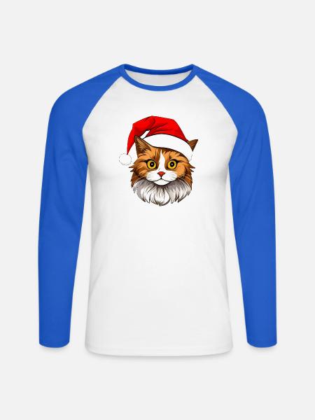 Katzen Christmas - Unisex Baseballshirt langarm - Weiß/Royalblau