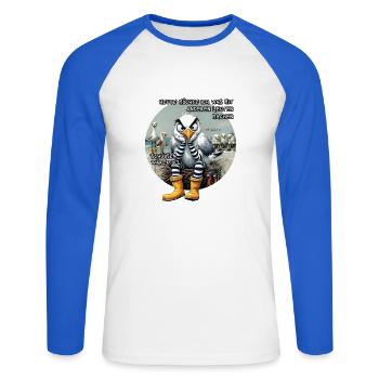 Böse Möwen - Leute schubsen - Unisex Baseballshirt langarm - Weiß/Royalblau - Vorne - Nik (191cm)