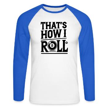 Billard Spiel Billardtisch Sprüche Snooker Pool - Unisex Baseballshirt langarm - Weiß/Royalblau - Vorne - Nik (191cm)