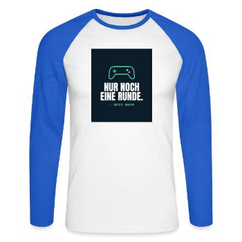 Gamer - Unisex Baseballshirt langarm - Weiß/Royalblau - Vorne - Nik (191cm)