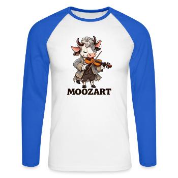 Cute Cow Mozart Wortspiel Klassische Musik Geiger Kunst - Unisex Baseballshirt langarm - Weiß/Royalblau - Vorne - Nik (191cm)