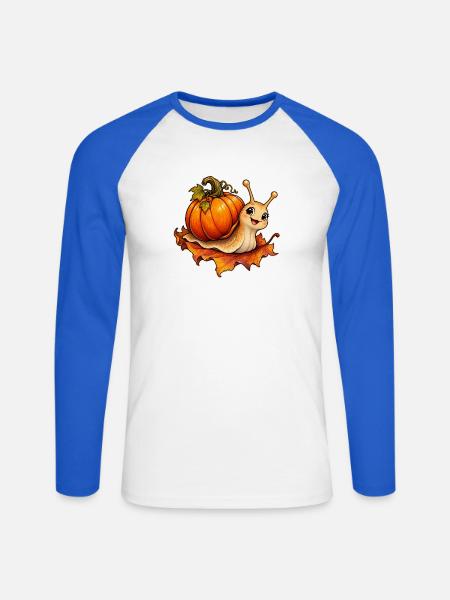 Kürbisschnecke - Unisex Baseballshirt langarm - Weiß/Royalblau