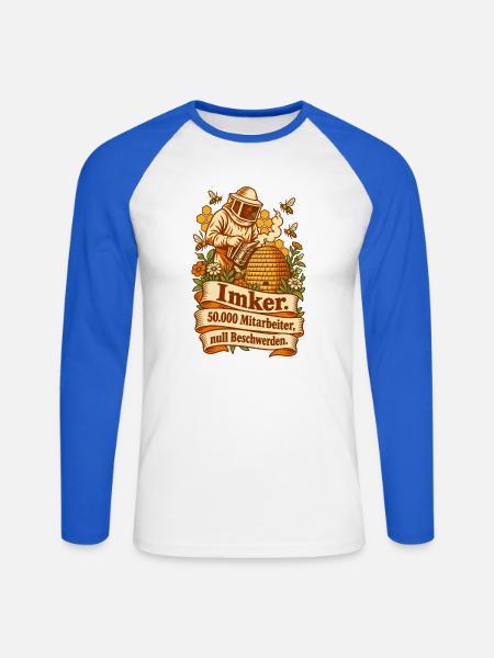 Imker 50000 Mitarbeiter Bienen - Unisex Baseballshirt langarm - Weiß/Royalblau