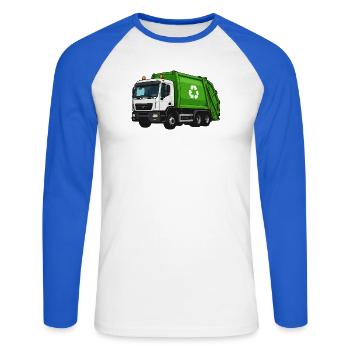 Grüner Müllwagen Recycling - Unisex Baseballshirt langarm - Weiß/Royalblau - Vorne - Nik (191cm)