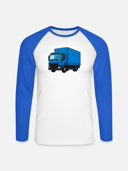 Blauer LKW Kraftvoller Transporter - Unisex Baseballshirt langarm - Weiß/Royalblau